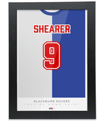 Blackburn Rovers 1994-95 Shearer Home Shirt Retro Football Print